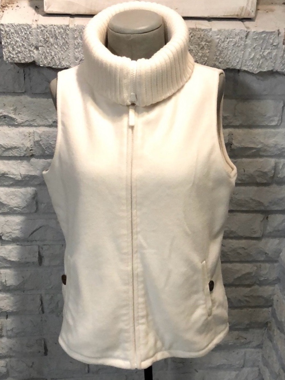 Ivory Polar Fleece Zip Front Vest